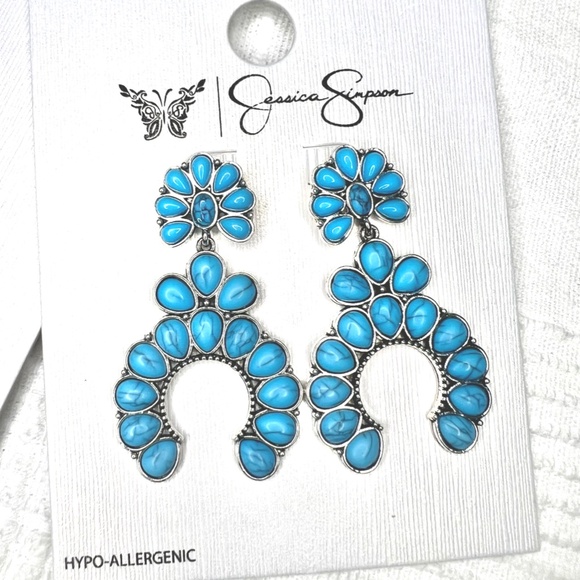 Jessica Simpson Faux Turquoise Stone Cross Necklace and Earrings Set - Picture 6 of 9